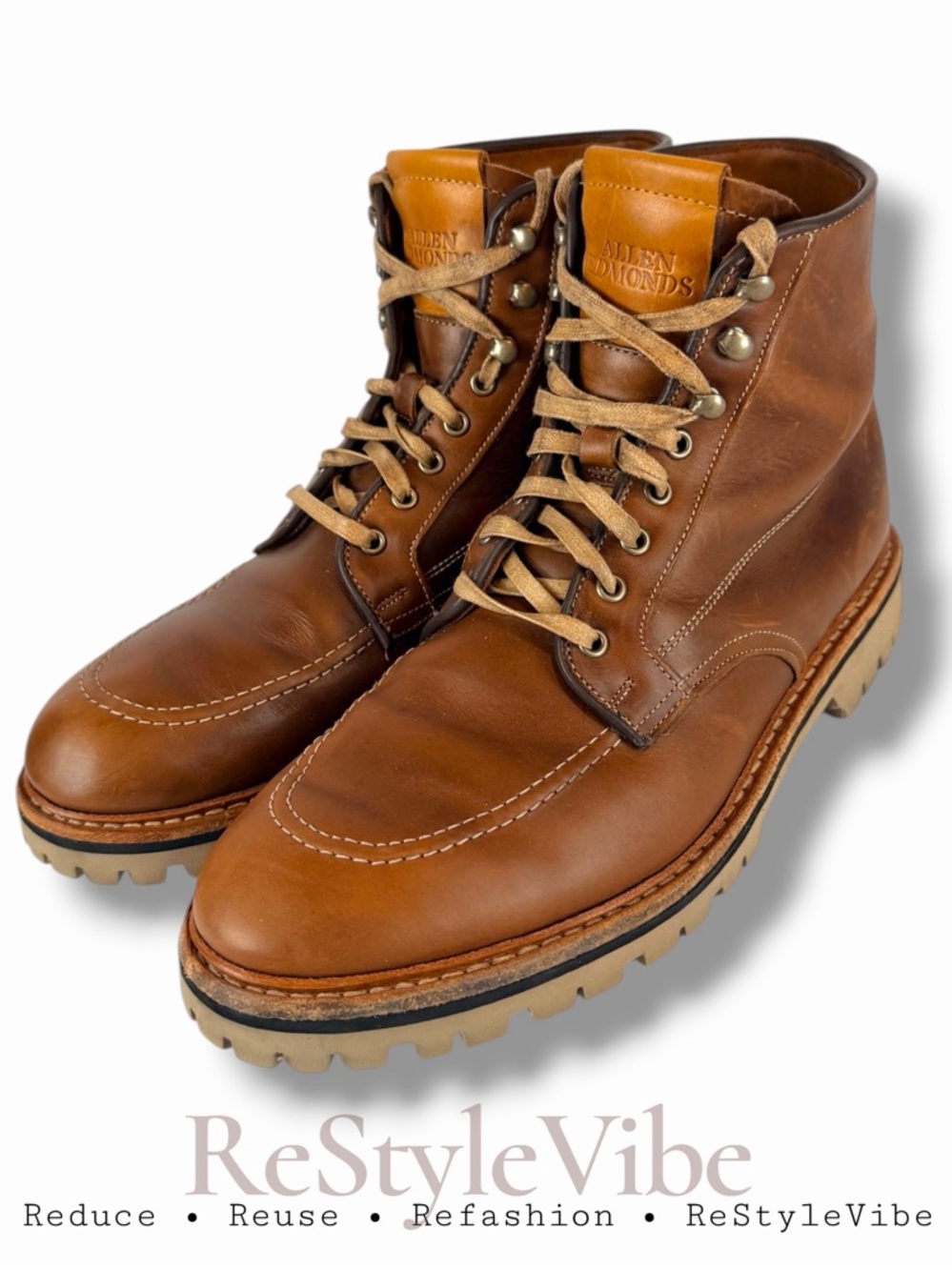 ALLEN EDMONDS Men’s Size 10.5 Boots Shoes Freeport Apron Leather Weatherproof